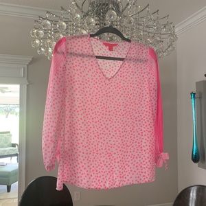 Lilly Pulitzer Pamala Blouse XS Prosecco Pink Worn Once
